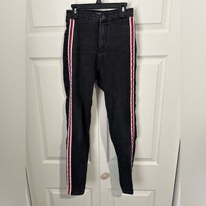 Zara Trafaluc denim collection Black Jeans with Red and White Stripes size 4